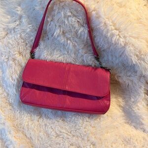 Elegant Pink Leather Shoulder Bag